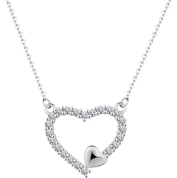 Náhrdelník Náhrdelník ze stříbra 925, zirkonová kontura srdce a malé srdíčko