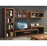 Obývací stěna GOUDINI 6, švestka wallis/černý lesk, 5 let záruka + vyzvednutí ZDARMA