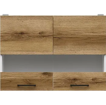Kuchyňská linka JAMISON, vitrína 80 cm, bílá/dub delano světlý + vyzvednutí ZDARMA