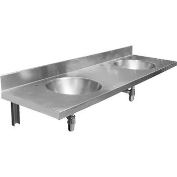 Nábytek Závěsný pult se dvěma umyvadly 1200x254x550 mm, nerez mat