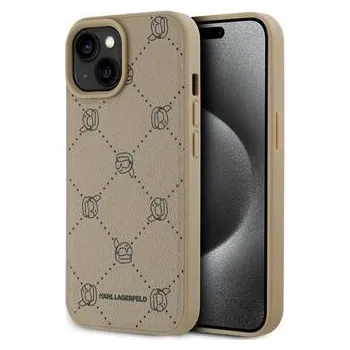 Pouzdro na mobilní telefon Karl Lagerfeld PU Karl Heads Pattern Magsafe Zadní Kryt pro iPhone 15 Beige