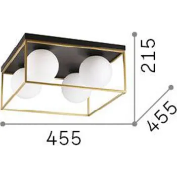 Ideallux Stropní svítidlo Ideal Lux Lingotto, 4 světla, černé, opálové sklo černá, opálově bílá 4 x 28 W - Doprava zdarma
