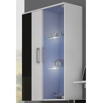 police Závěsná skříňka MANGONA, bílá/černý lesk, 5 let záruka + vyzvednutí ZDARMA