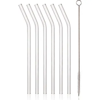 Brčka 8x200mm zahnutá, skleněná (6ks) + 1 kartáček