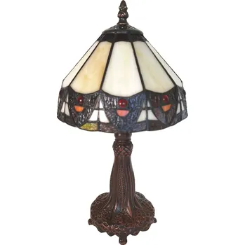Lampička Clayre&Eef Stolní lampa 5LL-6108, styl Tiffany hnědá, béžová 1 x 25 W - Doprava zdarma