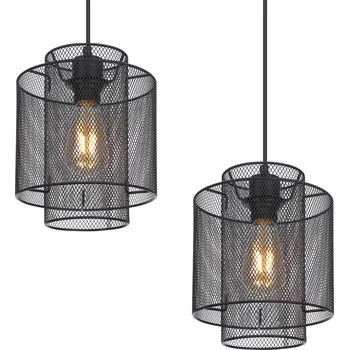 Svítidlo Globo Závěsné světlo Augustin, 4 zdroje - šířka baldachýn 7 cm; výška stínidel 25 cm černá 4 x 40 W - Doprava zdarma