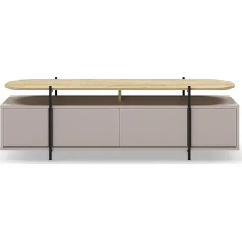 Televizní stolek Šedo-béžový TV stolek v dekoru dubu 160x48 cm Hinoa – Marckeric ID_1597686