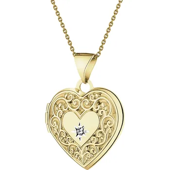 Přívěsek Zlatý přívěsek s diamantem - otevírací medailon - srdce - 0,005 ct - ryzost 585 - 197.143