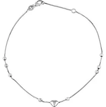 Řetízek Stříbrný zdobený řetízek na nohu Bethany se srdíčkem a kuličkami ZT26502A