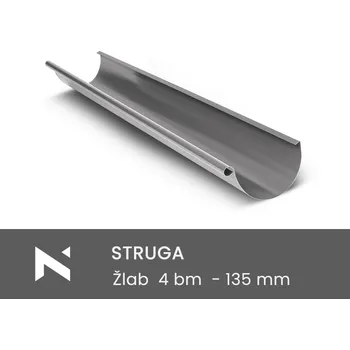 okap STRUGA Žlab  4 bm - 135 mm stříbrná (RAL 9006)