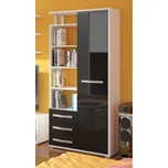 Skříň LEHUA 1D3S, bílá/černý lesk, 5 let záruka + vyzvednutí ZDARMA