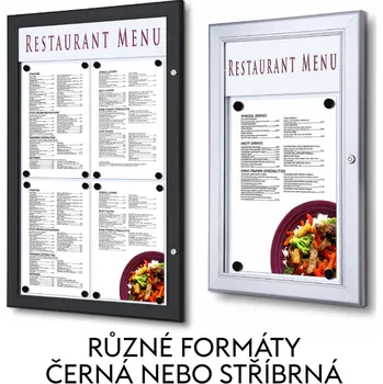 Reklamní Venkovní uzamykatelná vitrína na menu Formát 1xA4 na výšku - černá (SCZ1xA4C9005)