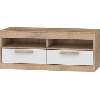 Televizní stolek TV stolek GATTON se šuplíky, dub sonoma/bílý lesk, 5 let záruka + vyzvednutí ZDARMA