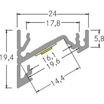 Lampička BRUMBERG Jeden rohový profil LED pro povrchovou montáž, hliník, 1 metr
