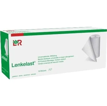 Krytí na ránu OBINADLO ELASTICKÉ LENKELAST 10CMX5M, STŘEDNÍ TAH 1KS