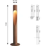 Louis Poulsen Flindt 830 rust 110cm dim základna uzemnění corten LED 15 W celkem - Doprava zdarma