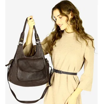 Kabelka Kožená kabelka přes rameno Mazzini M154 tmavě hnědá