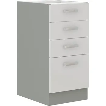 Kuchyňská linka HARLOW, skříňka dolní 40 D 4S BB, šedá / bílý lesk + vyzvednutí ZDARMA