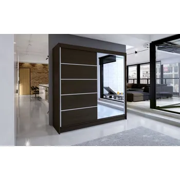 Šatní skříň Šatní skříň se zrcadlem NUDICAULIS III, čokoládová +možnost VÝNOSU + vyzvednutí ZDARMA