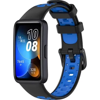 Příslušenství k chytrým hodinkám eses Silikonový řemínek dírkovaný pro Huawei Band 8, 9 a 10 - Černo modrý
