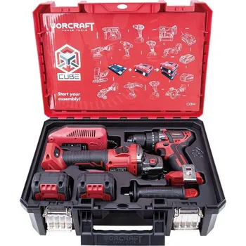 Vrtačka Worcraft XCUBE001 aku skrutkovač + uhlová brúska 125 mm, 2x 4.0 Ah akumulátor, 114870