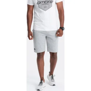 Pánské krátké pletené teplákové šortky otoman šedé V2 OM-SRSK-0150