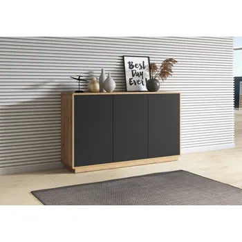 Komoda ZACARRIA komoda třídvéřová , dub taurus/černý supermat + vyzvednutí ZDARMA