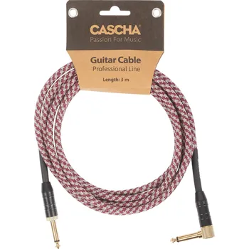 Audio kabel Cascha Professional Line Guitar Cable, Angled, Tweed Red, 3 m + prodloužená záruka 3 roky