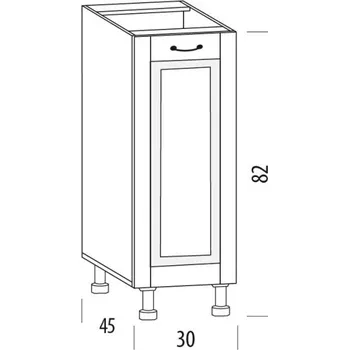 Kuchyňská linka SNOW, dolní skříňka 30H, korpus bílý, dvířka bílé MDF + vyzvednutí ZDARMA