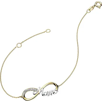 Náramek Zlatý náramek s diamanty - máma, nekonečno - 0,01 ct - ryzost 585 - 110.976
