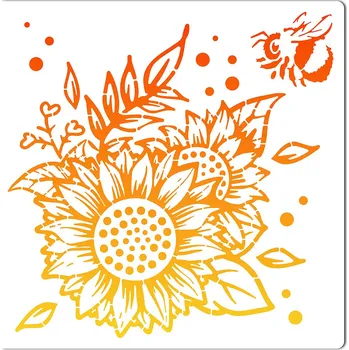 Plastová šablona, SLUNEČNICE - VČELA, cca 30 x 30 cm, 1ks