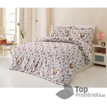 Povlečení Prodloužené bavlněné povlečení DELUXE 140x220+70x90 Srdce z růže