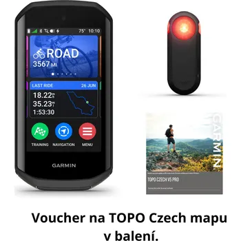 GPS navigace Garmin Edge 1050 + Varia Radar + CZ distribuce včetně voucheru na stažení map TOPO Czech PRO