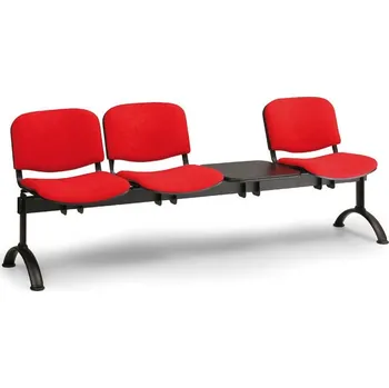 Čalouněná lavice VIVA, 3-sedák + stolek - černé nohy, černá