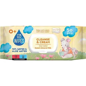 Dětský vlhčený ubrousek GoWipes s Aloe vodou a mandlovým mlékem 50 ks