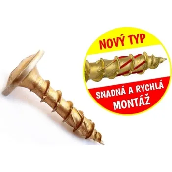 Vrut Konstrukční vrut do dřeva KLIMAS 8x60 TORX talířová hlava TX40 žlutý Zn (50 ks v balení)