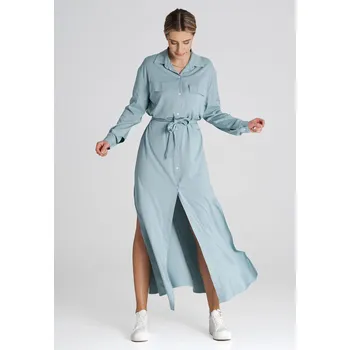 Dámské šaty Maxi košilové šaty s límečkem M1000 FIGL Velikost: XL, Barva (Varianta): Fuchsiová