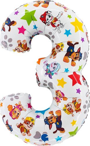 Balon foliový číslice 3 TLAPKOVÁ PATROLA