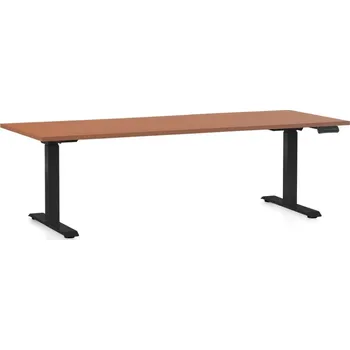 Psací stůl Výškově nastavitelný stůl OfficeTech D, 200 x 80 cm, černá podnož, třešeň