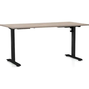 Psací stůl Výškově nastavitelný stůl OfficeTech A, 160 x 80 cm, černá podnož, dub