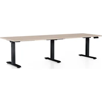 Psací stůl Výškově nastavitelný stůl OfficeTech Long, 240 x 80 cm, černá podnož, dub