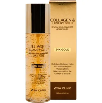 3W CLINIC 24K Gold Collagen &amp; Luxury Gold Revitalizing Comfort Gold Toner 200 ml - toner s kolagenem a zlatem
