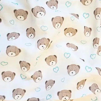 Prem plenková osuška Medvídek srdíčko modré 90x100 cm (Osuška pro kojence)