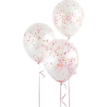 Balónek Balónky 30 cm - průhledné s neonovými konfetami - 6 ks