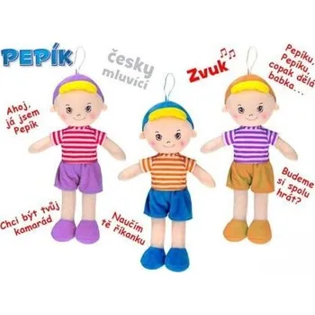 plyšák Mikro Panáček Pepík hadrový 32cm, česky mluvící 3barvy