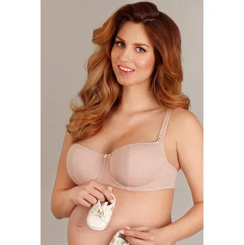 Těhotenské spodní prádlo Lupoline Kojící podprsenka s kosticí světle béžová s drobnými puntíky Velikost: 75/B