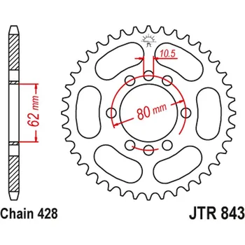 Řetězová sada pro motocykl JT rozeta 843 54 YAMAHA DT 80LC 85-94 (+3, )DT 125LC 85-88 (+1), XT 125 88-90 (84354JT) (řetěz 428) (JT rozeta 843 54 YAMAHA DT 80LC 85-94 (+3, )DT 125LC 85-88 (+1), XT 125 88-90 (84354JT) (řetěz 428))