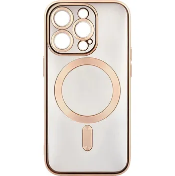 Pouzdro na mobilní telefon Pouzdro BACK WG Iron Eye MagSafe pro Apple iPhone 15 Gold Transparent