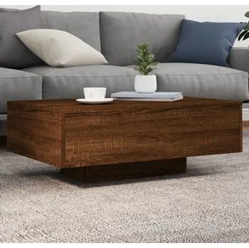 Obývací pokoj vidaXL Konferenční stolek s LED osvětlením 85 x 55 x 31 cm [836609] Barva: hnědý dub