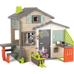 Domeček Přátel ekologický s květináčem u kuchyňky v přírodních barvách Friends House Evo Playhouse Green Smoby rozšiřitelný